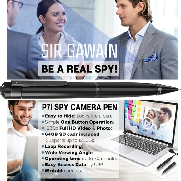 Mini Body Camera Pen 1080p & 64GB Micro SD - Picture 2 of 7